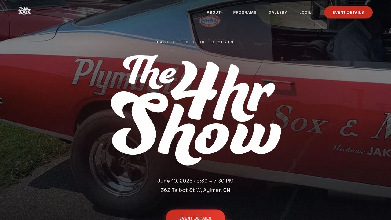 The 4hr Show homepage design